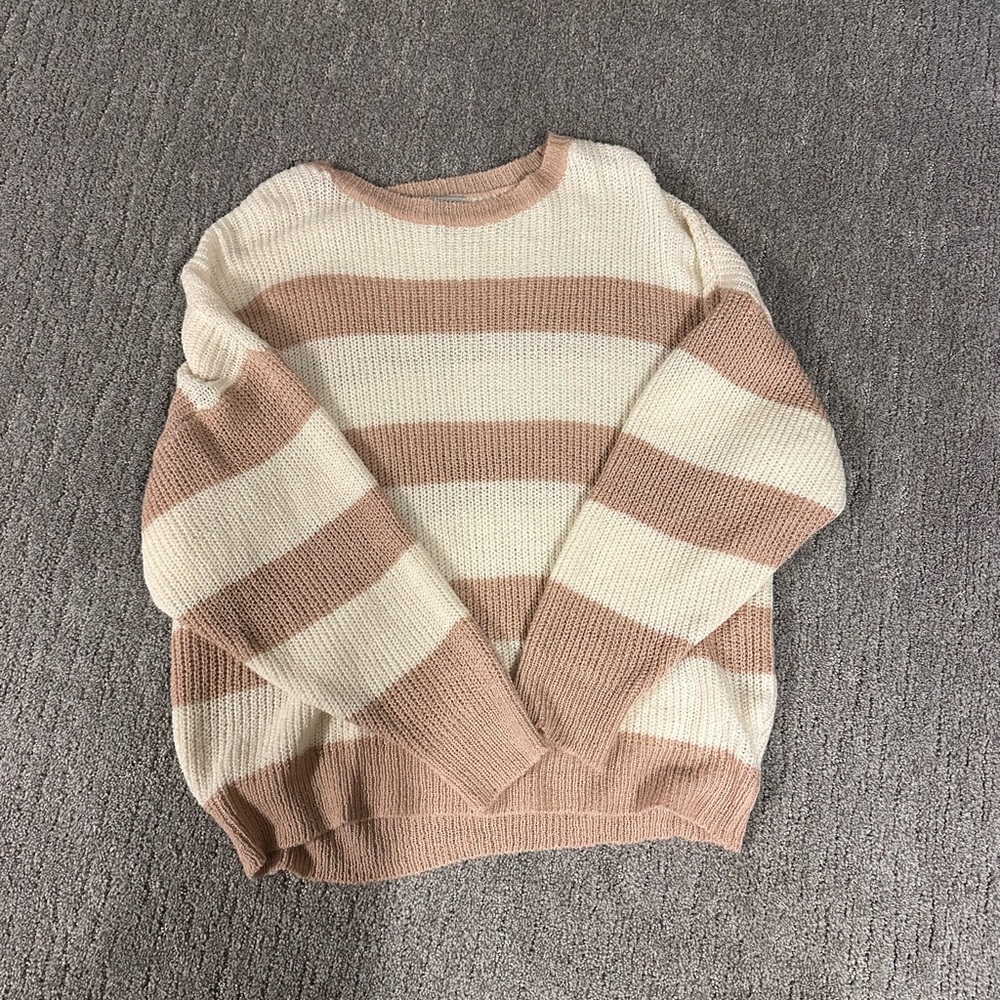 Baltic Born Cream and Tan Striped Sweater